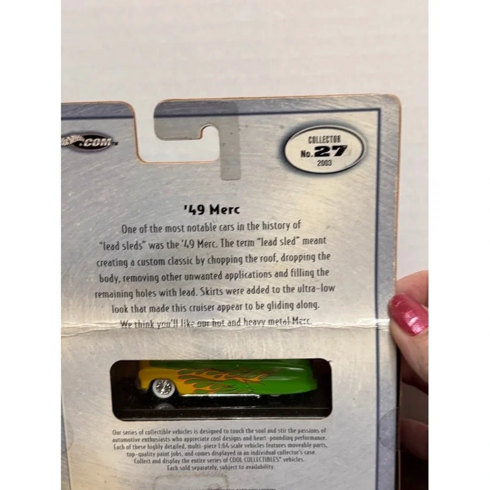 Hot Wheels 100% 2003 Metal Collection 49 Merc Green Yellow Flames No 27 1:64